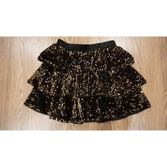 Grace Karin Girl's Sequin Ruffle Skirt - Gold/Black, Size 12Y - Picture 5 of 13